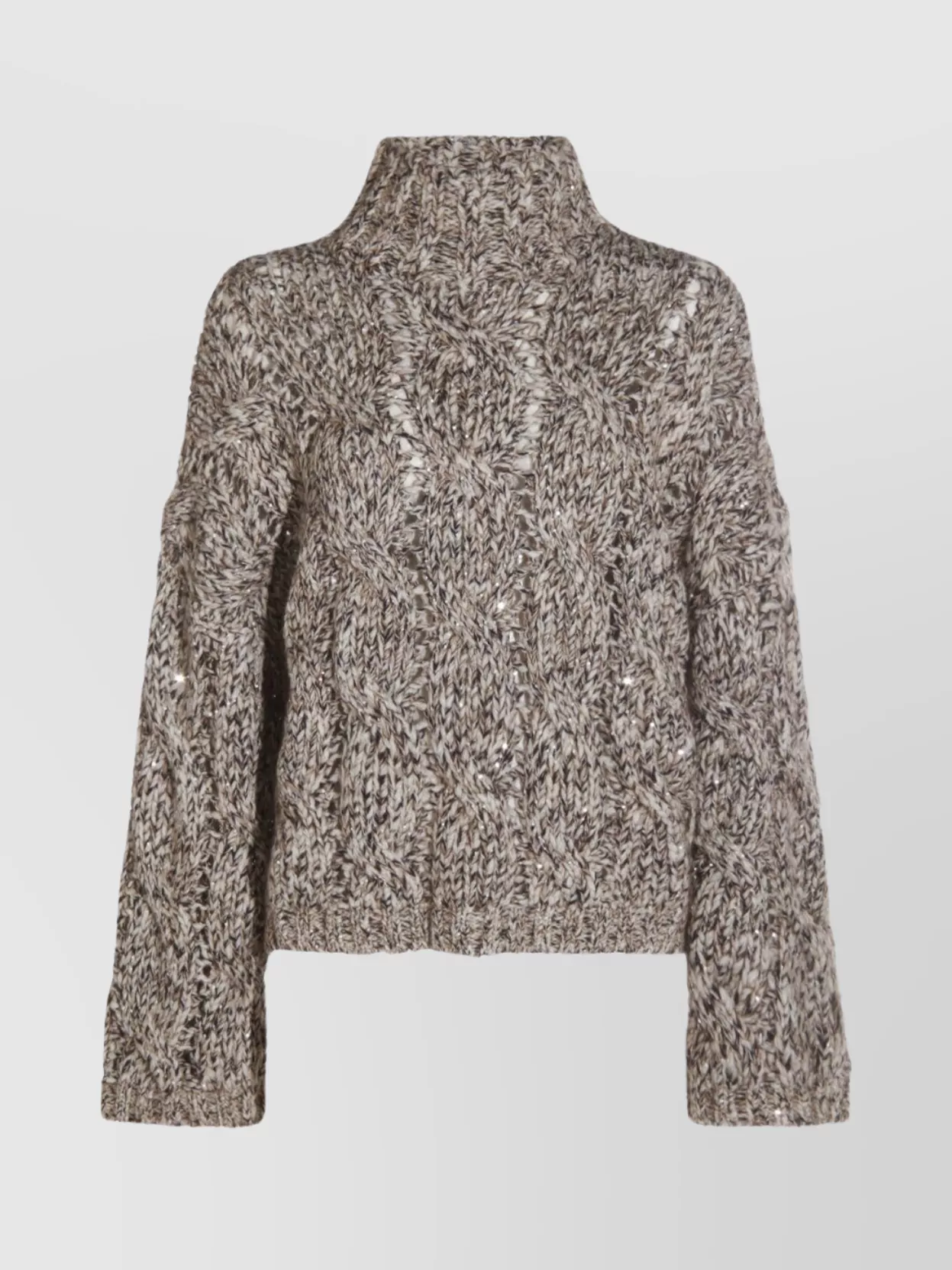 Brunello Cucinelli Women Wool And Cashmere Sweater With Sequins In Neutral