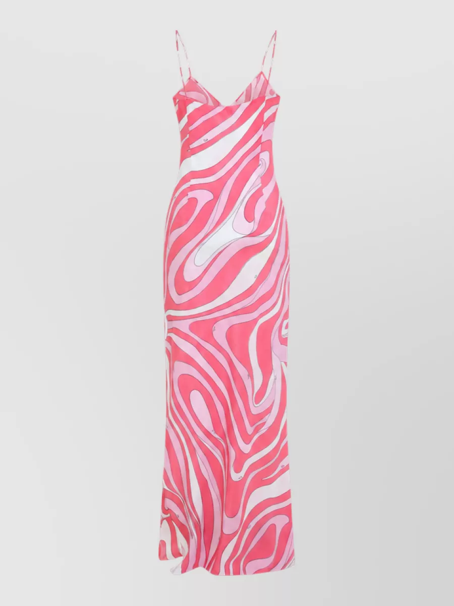 Pucci silk printed v-neck sleeveless maxi dress