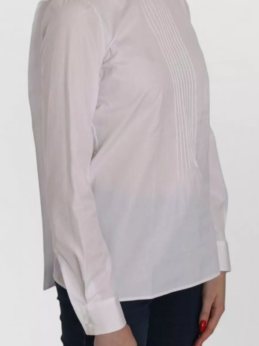 Dsquared2 Cotton Pleated Long-Sleeve Crew-Neck Blouse