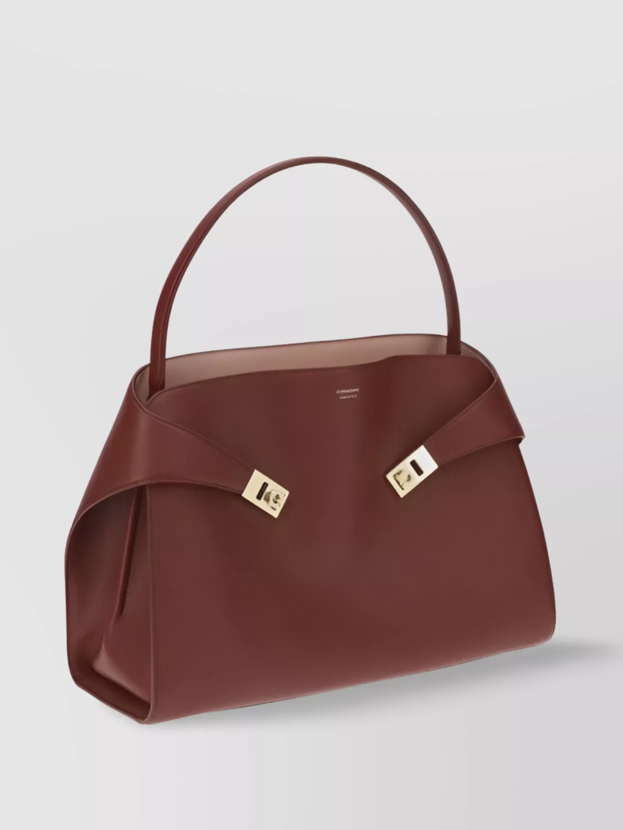 FERRAGAMO STRUCTURED LEATHER SHOULDER BAG WITH TUBULAR HANDLES