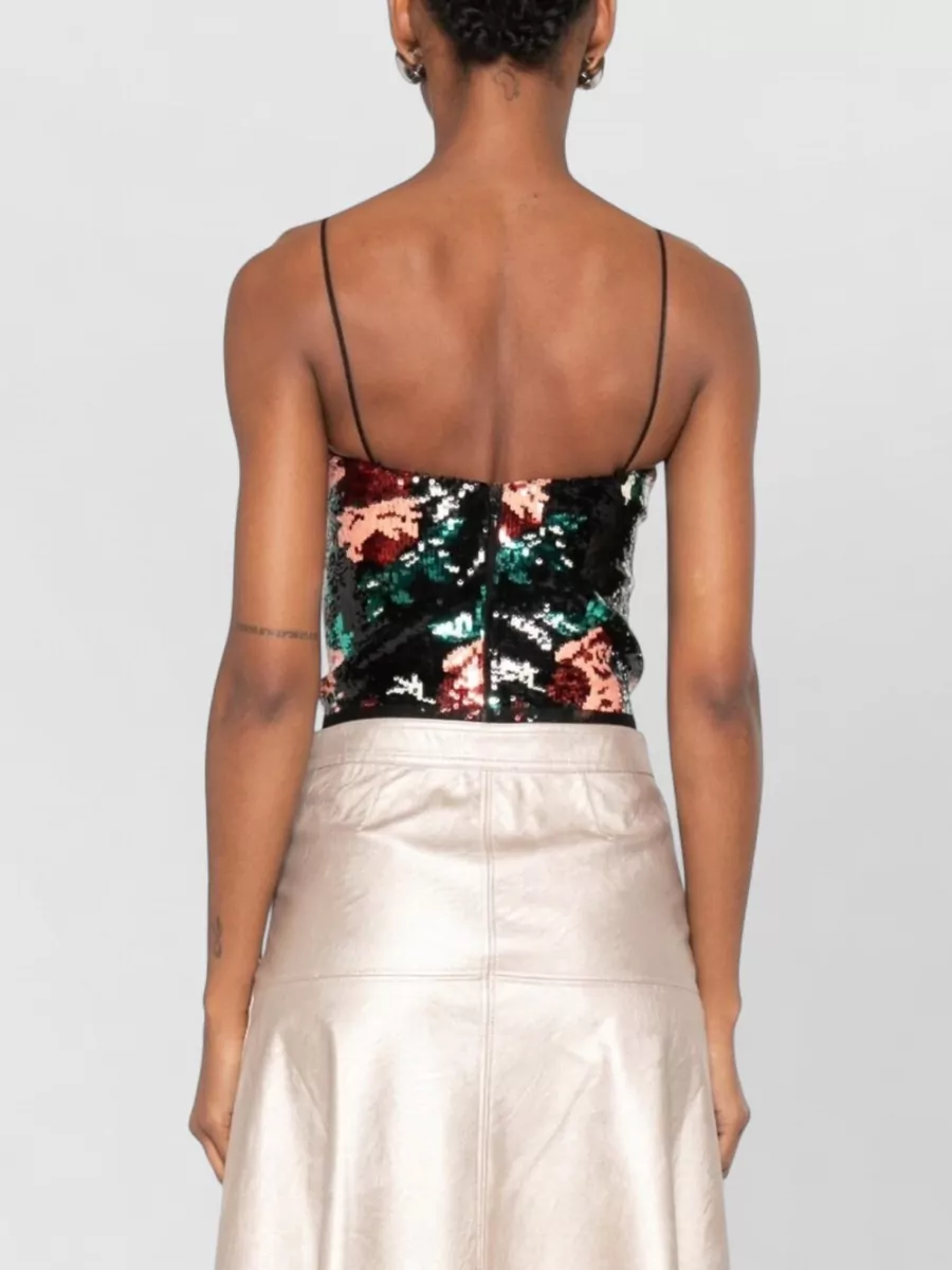 Forte Forte Sequined Floral-Print Bralette Top