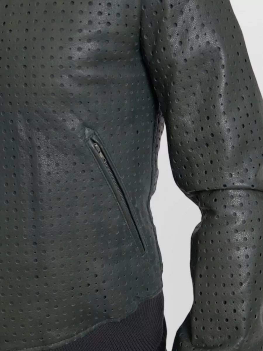 Dolce&Gabbana Leather Perforated Bomber Jacket