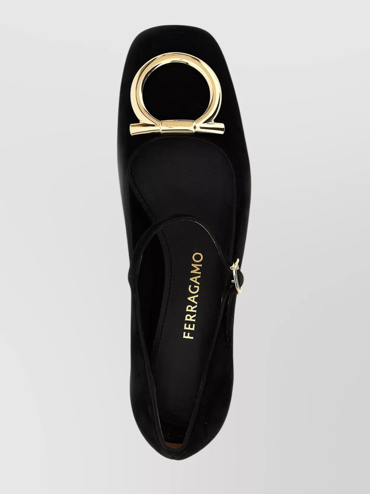 Ferragamo Square Toe Low Block Heel Ballerina Shoes