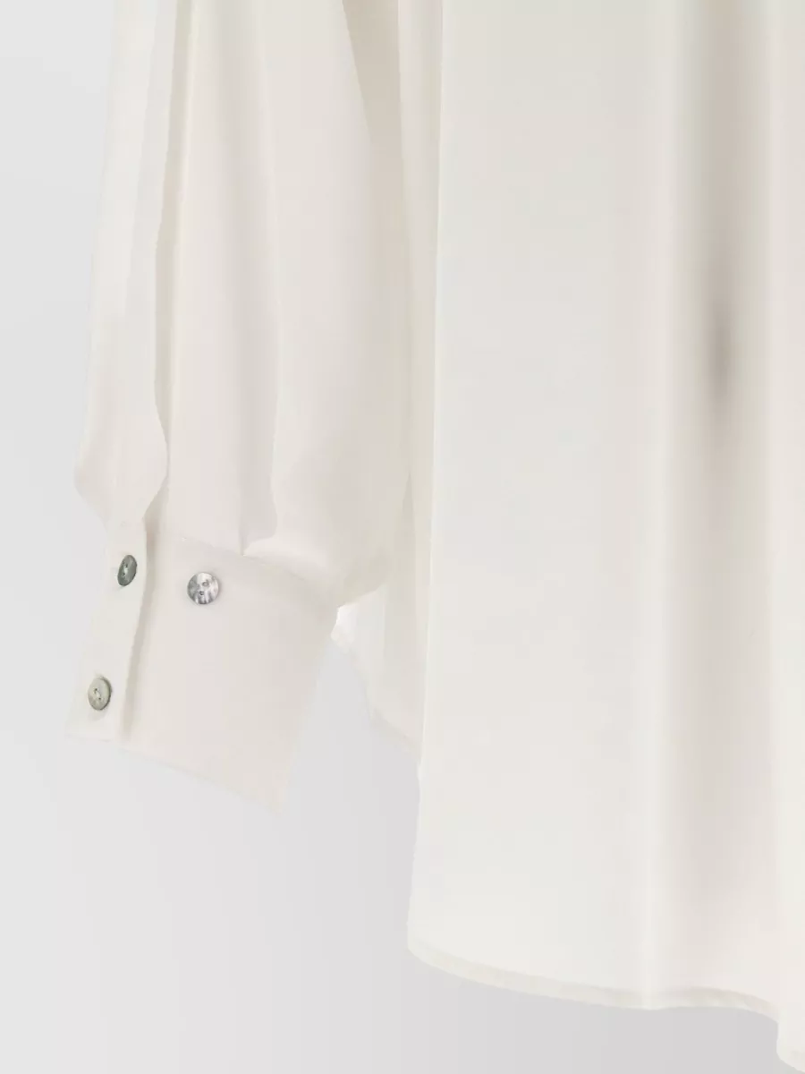 Di.la3 Pari' Silk Crepe De Chine Lavalliere Long-Sleeve Blouse