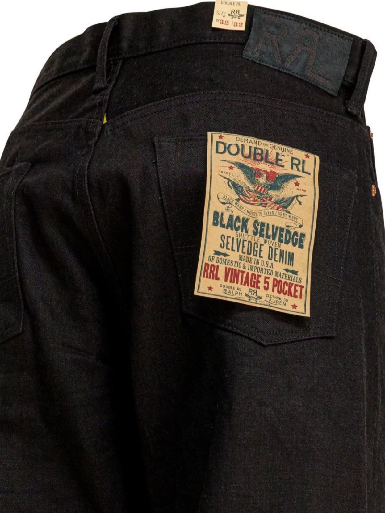 Rrl By Ralph Lauren Five-Pocket Trousers With Belt Loops In Selvedge Denim