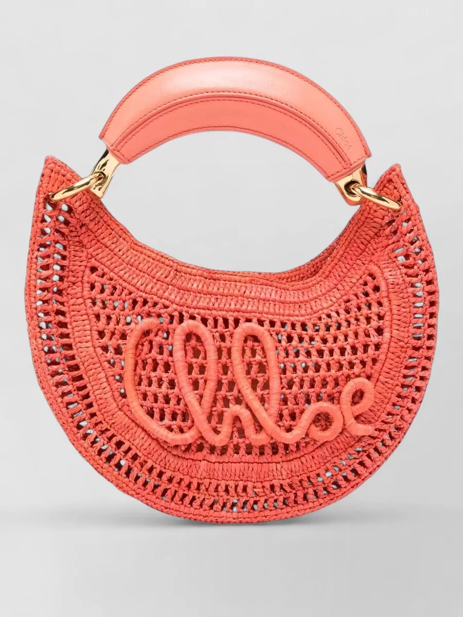 Chloé mini raffia and leather clutch bag