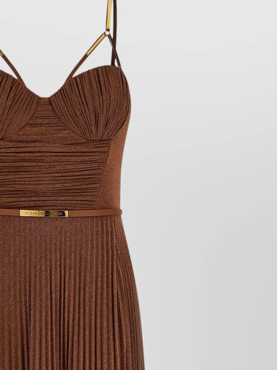 Elisabetta Franchi Carpet Dress Belt Metallic Pleated Straps
