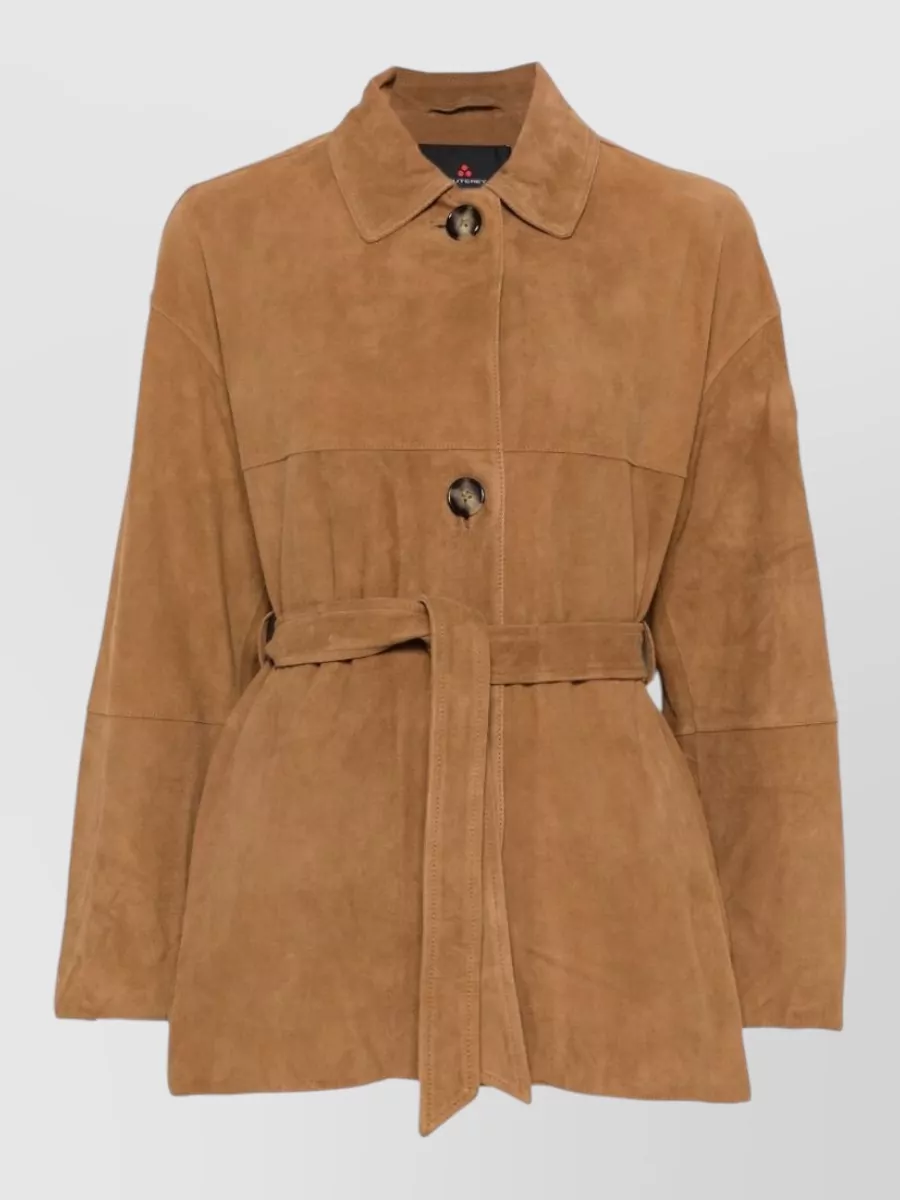 Peuterey Suede belted panelled jacket