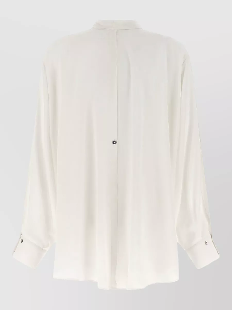Di.la3 Pari' Silk Crepe De Chine Lavalliere Long-Sleeve Blouse