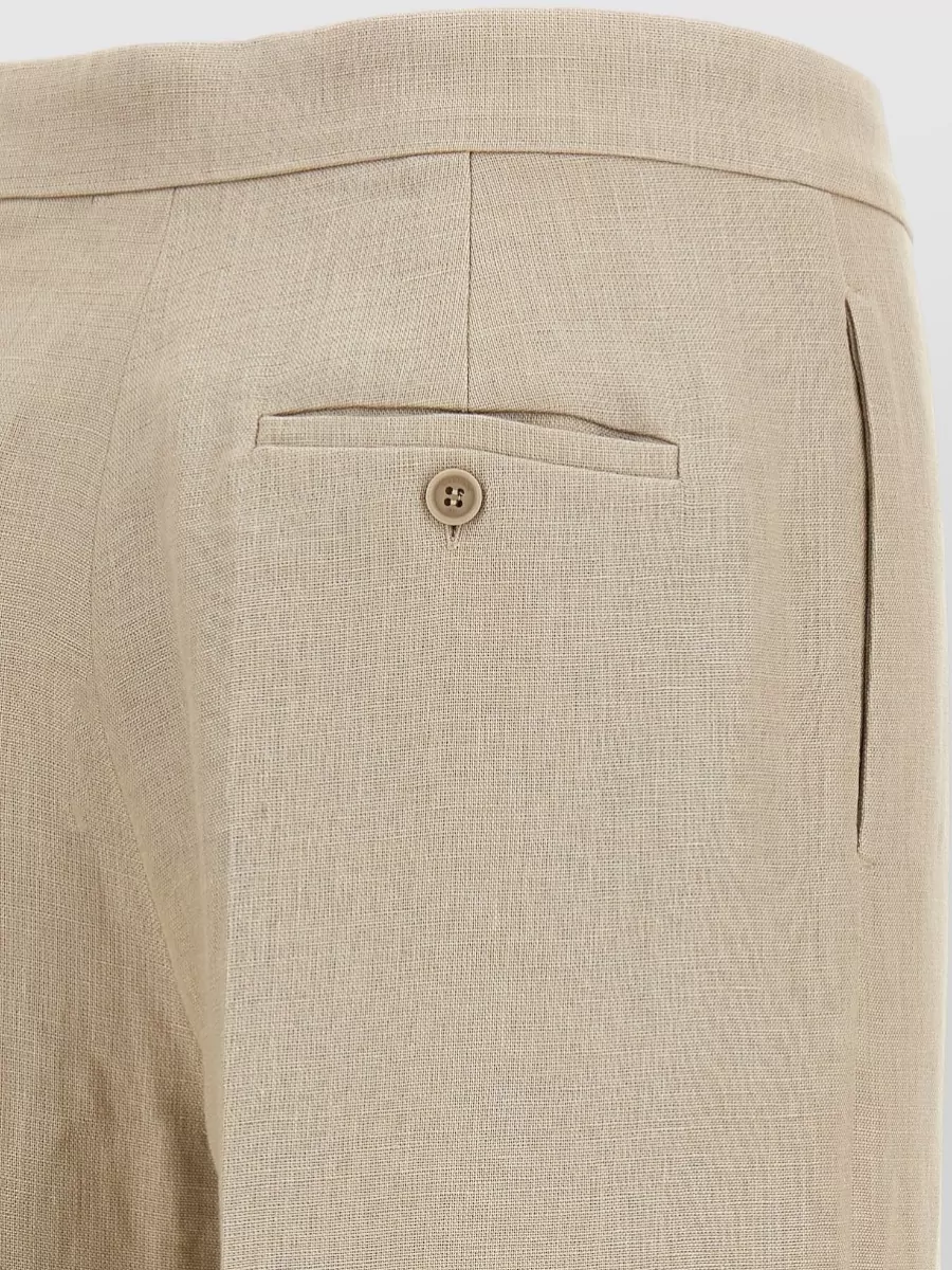 Max Mara Linen Mid-Rise Wide-Leg Tailored Trousers