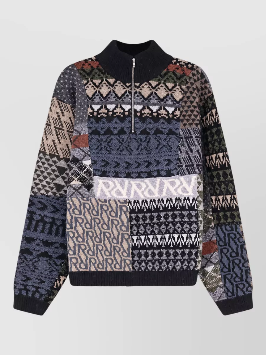 Represent high neck half zip wool blend sweater