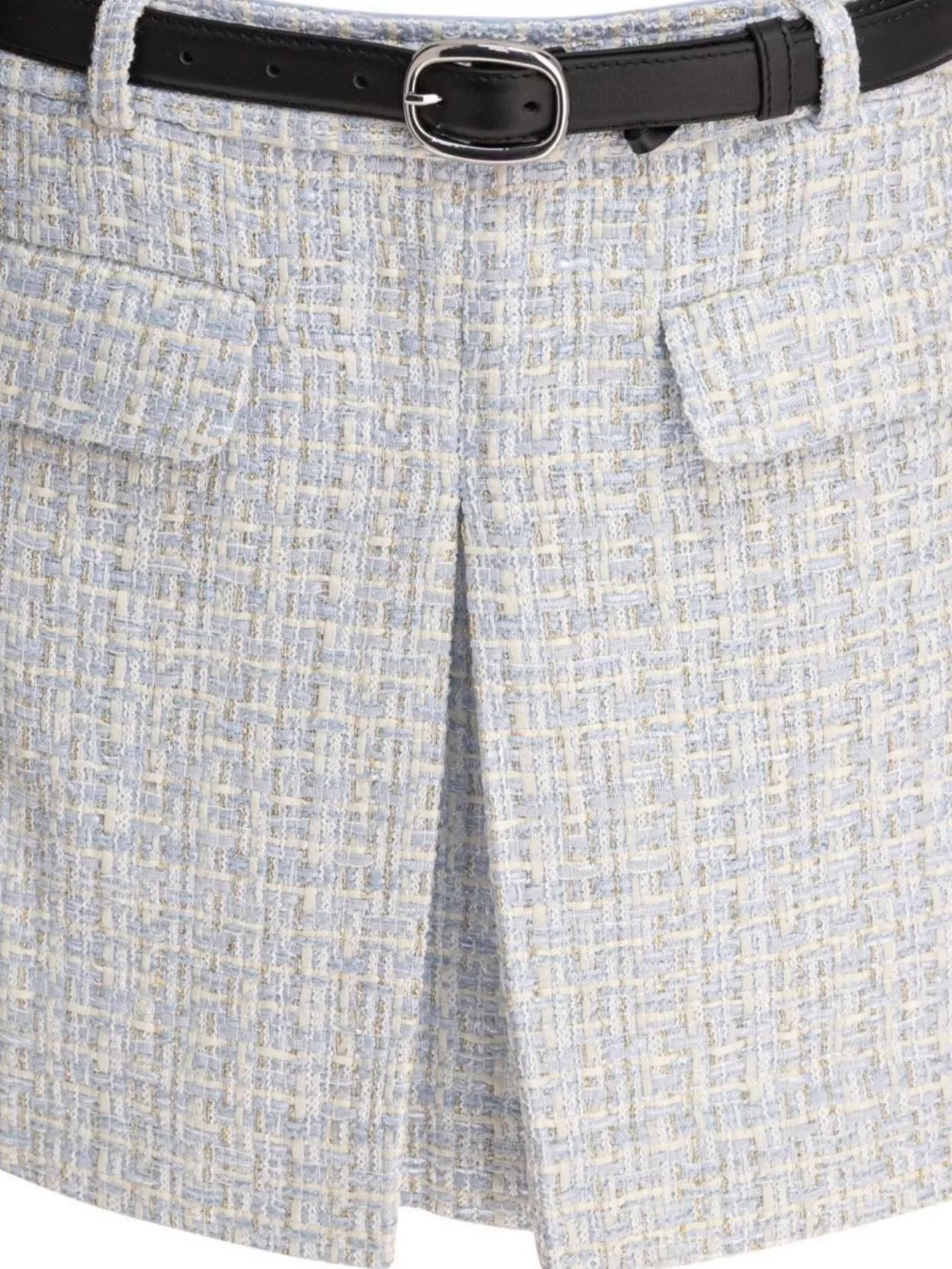 Self-portrait Waist Belted Pleat Pockets Textured Fabric