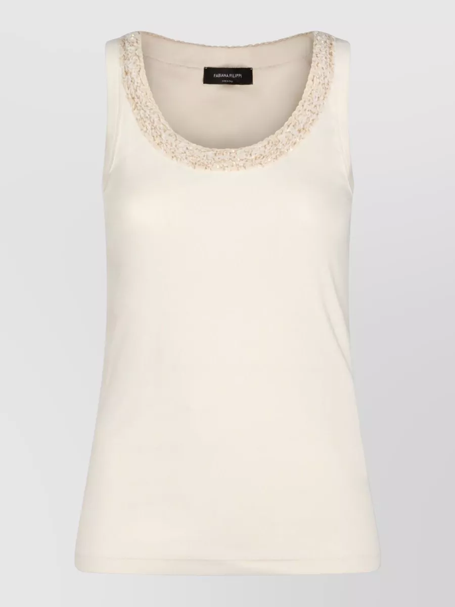 Fabiana Filippi Sleeveless Top Embellished Neckline Detail