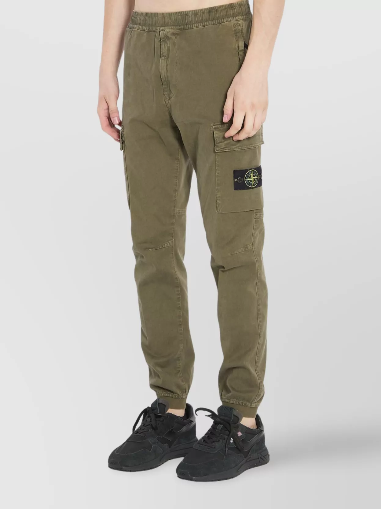 Stone Island Cargo Pants Utility Elastic Waistband In Green