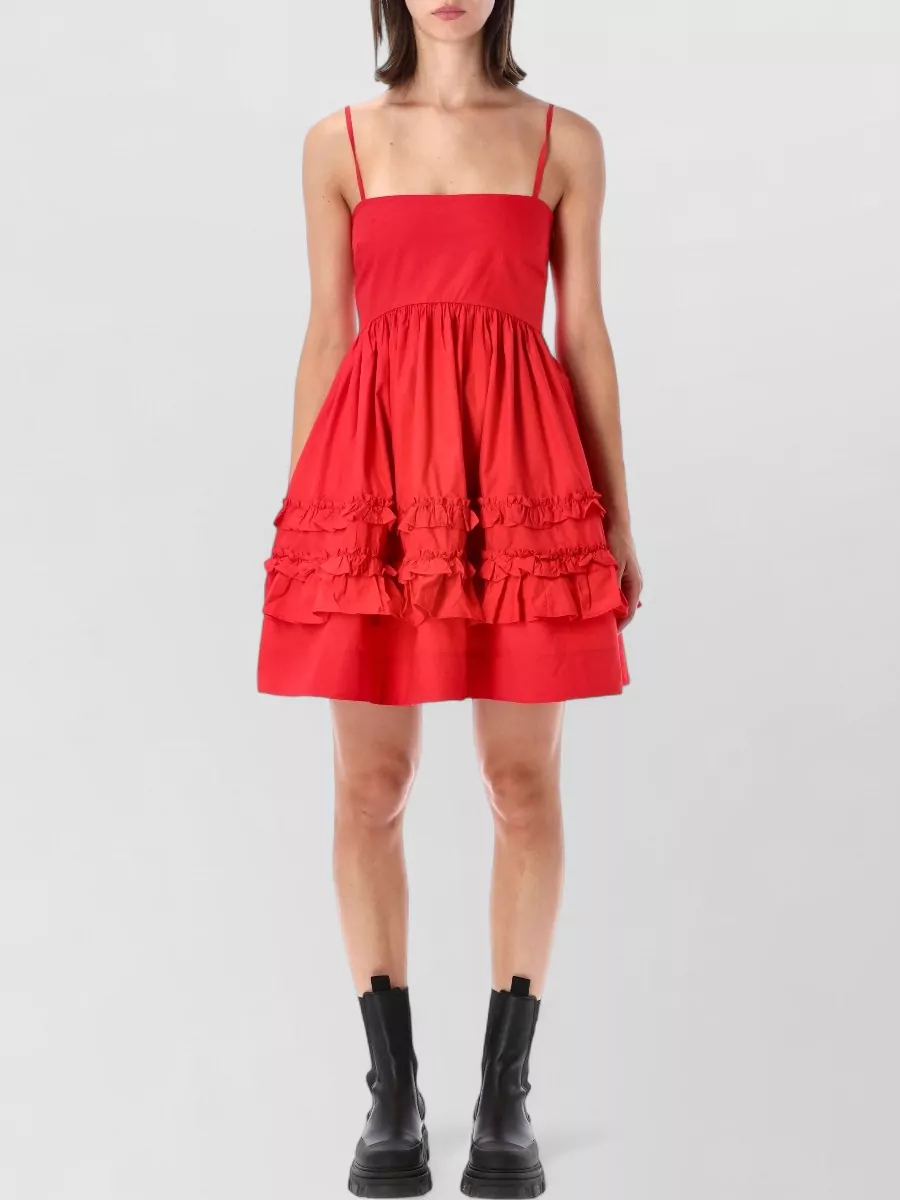 Ganni organic cotton frill mini dress
