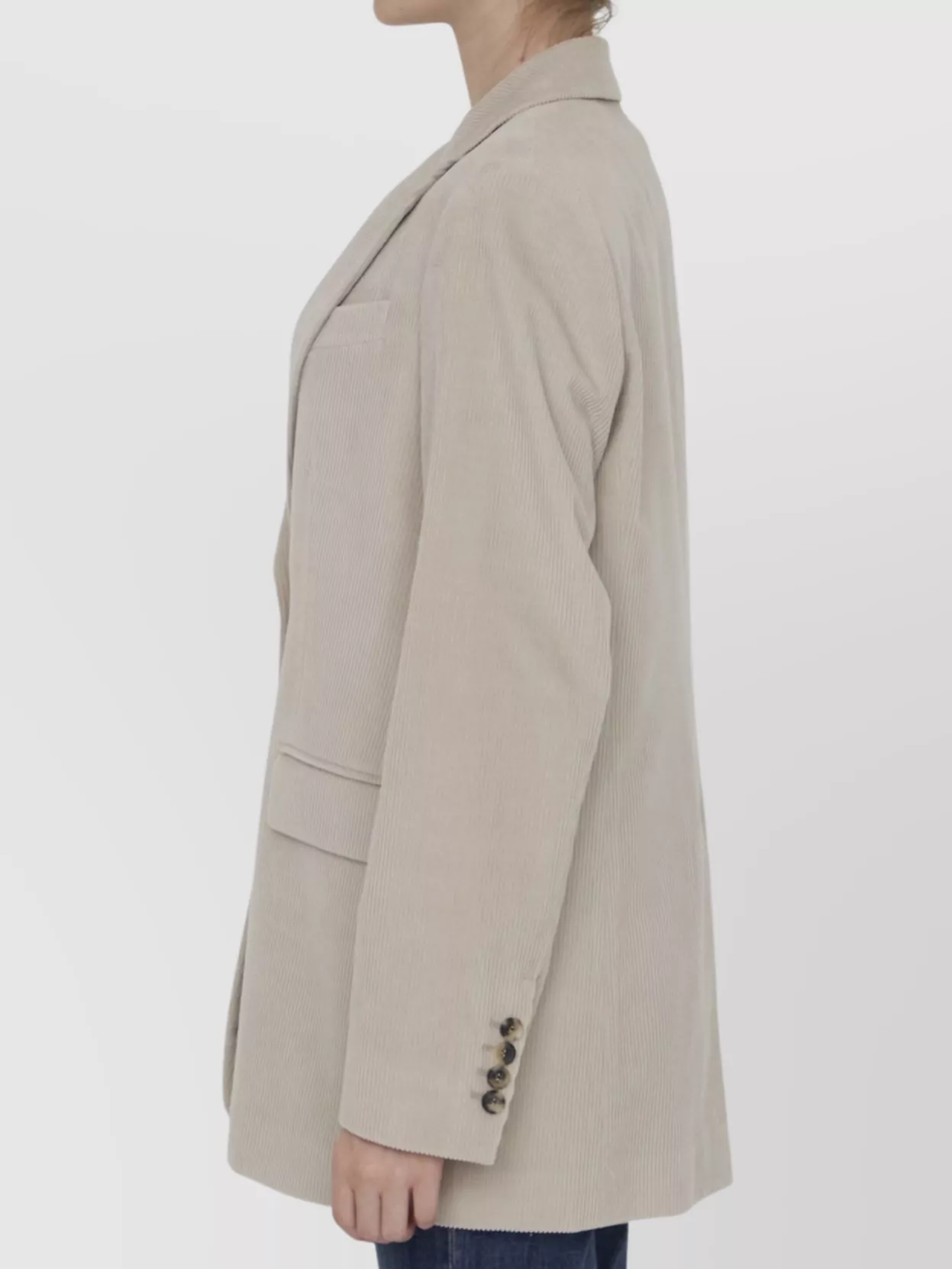Max Mara Corduroy Lapel Jacket Featuring Back Vent In Neutral