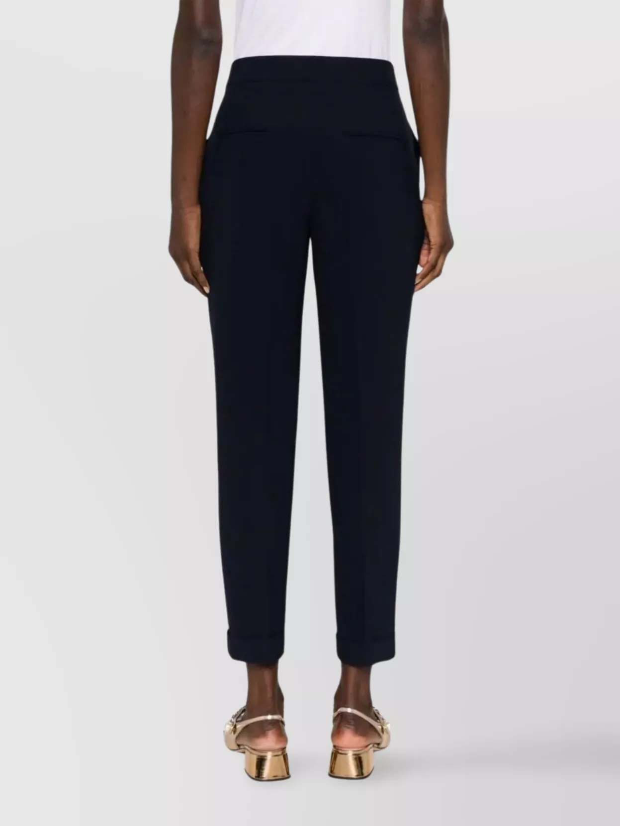 Moschino Tailored Black Trousers With Refined Cuffs In Blue