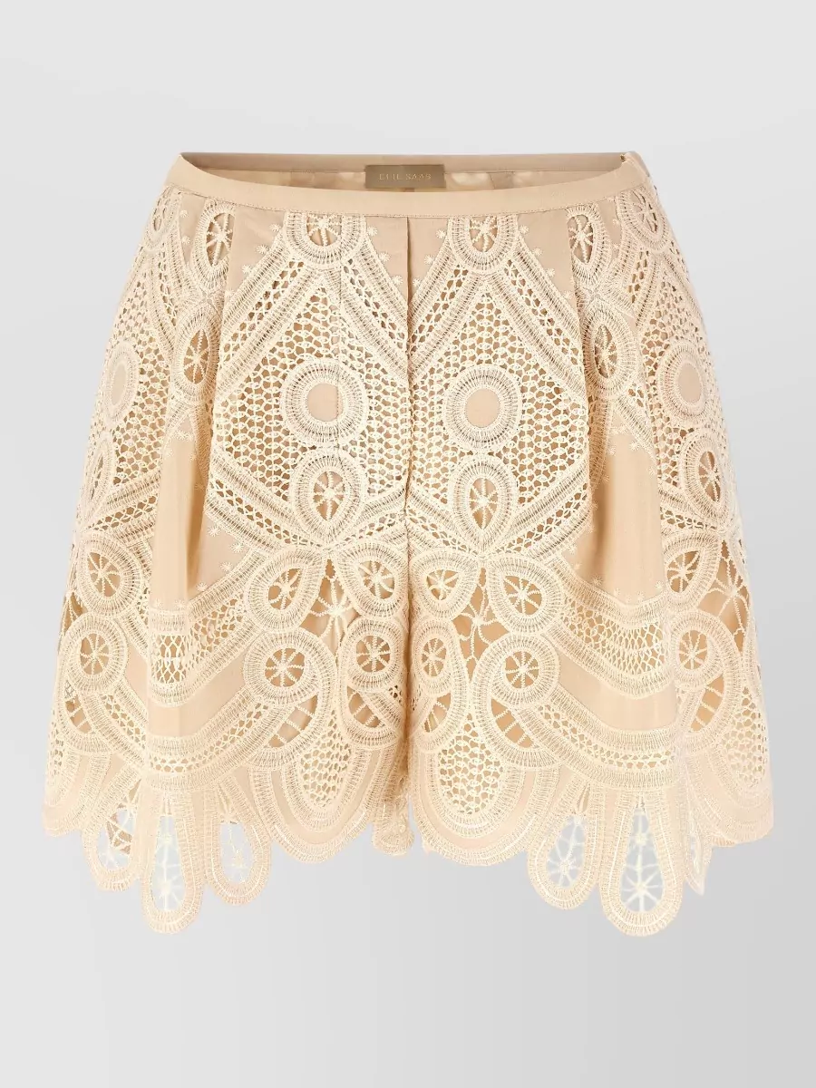 Elie Saab macramé embroidered high-rise flared shorts