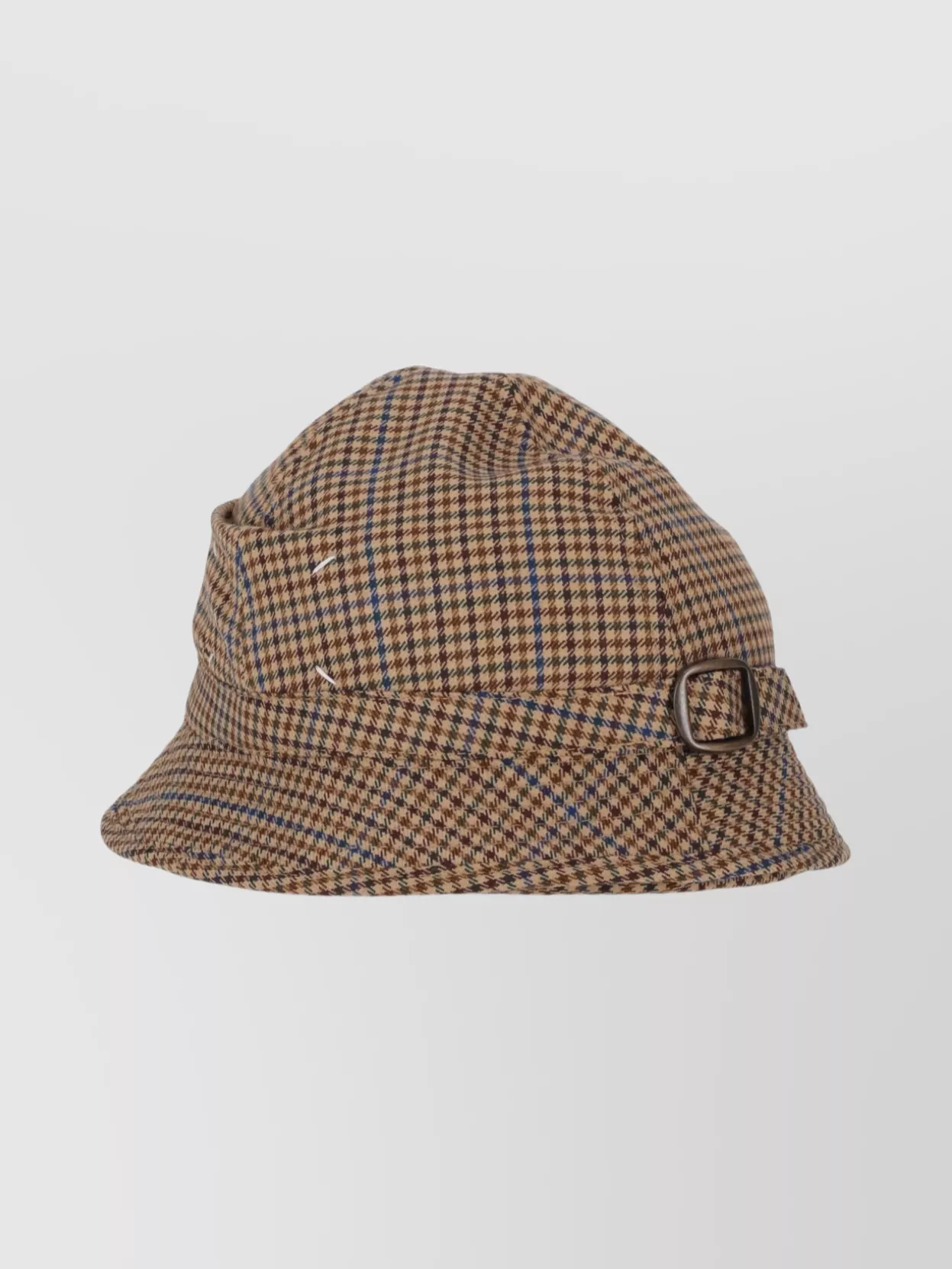 Maison Margiela Wide Brim Hat With Buckle And Check Pattern
