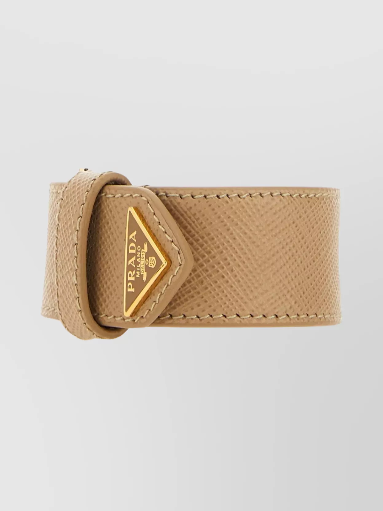 Shop Prada Textured Saffiano Leather Bracelet With Adjustable Fit In Cream