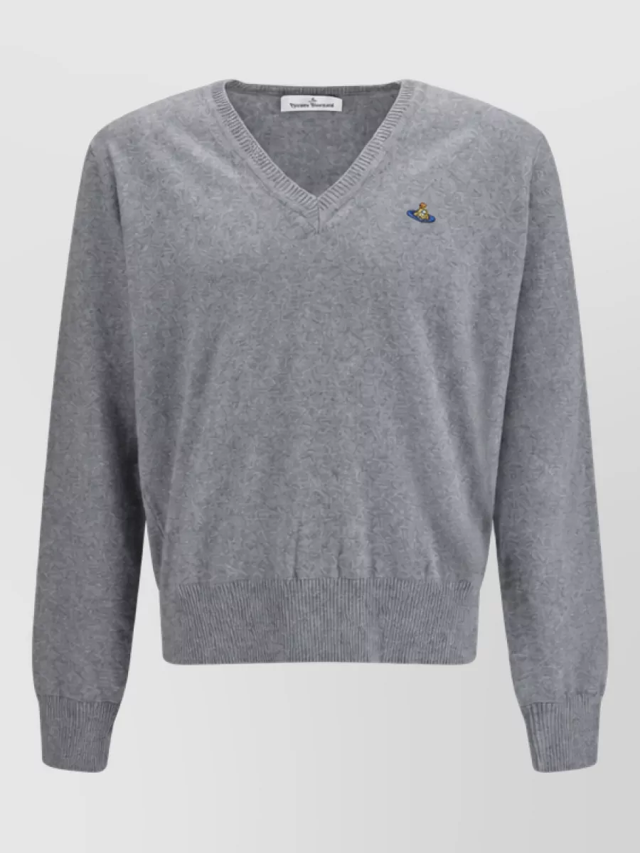 Vivienne Westwood cashmere v-neck long-sleeve ribbed sweater