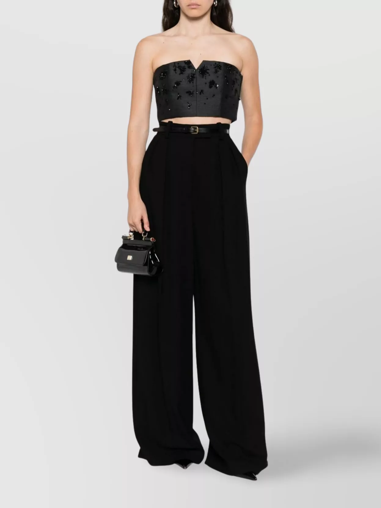 Alberta Ferretti Strapless Cropped Top Fitted Silhouette In Black