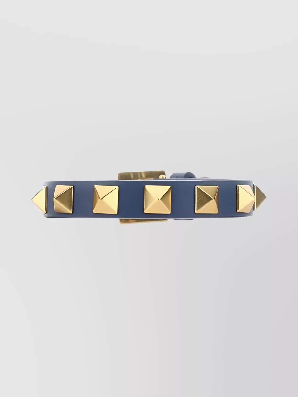 Shop Valentino Embellished Leather Strap Bracelet With Metallic Studs In Blue
