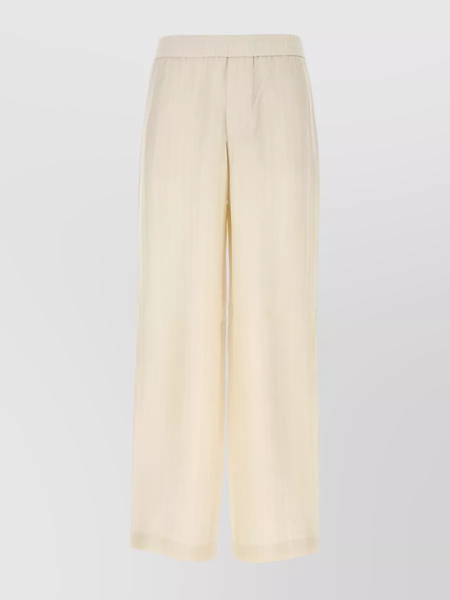 Shop Golden Goose Vertical Stripe Loose-fit Trousers With Elasticated Waistband In Cream