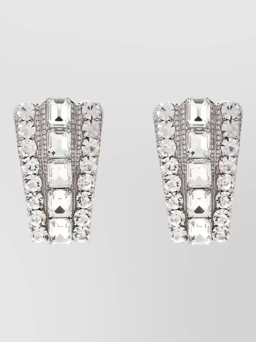 Self-Portrait crystal-embellished pendant earrings