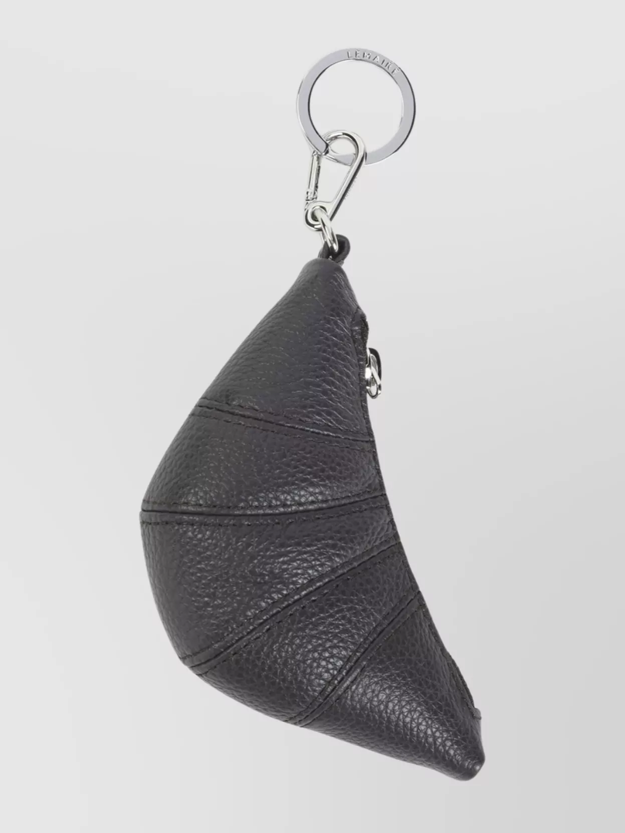 Lemaire Mini Croissant Keychain Textured Surface In Black