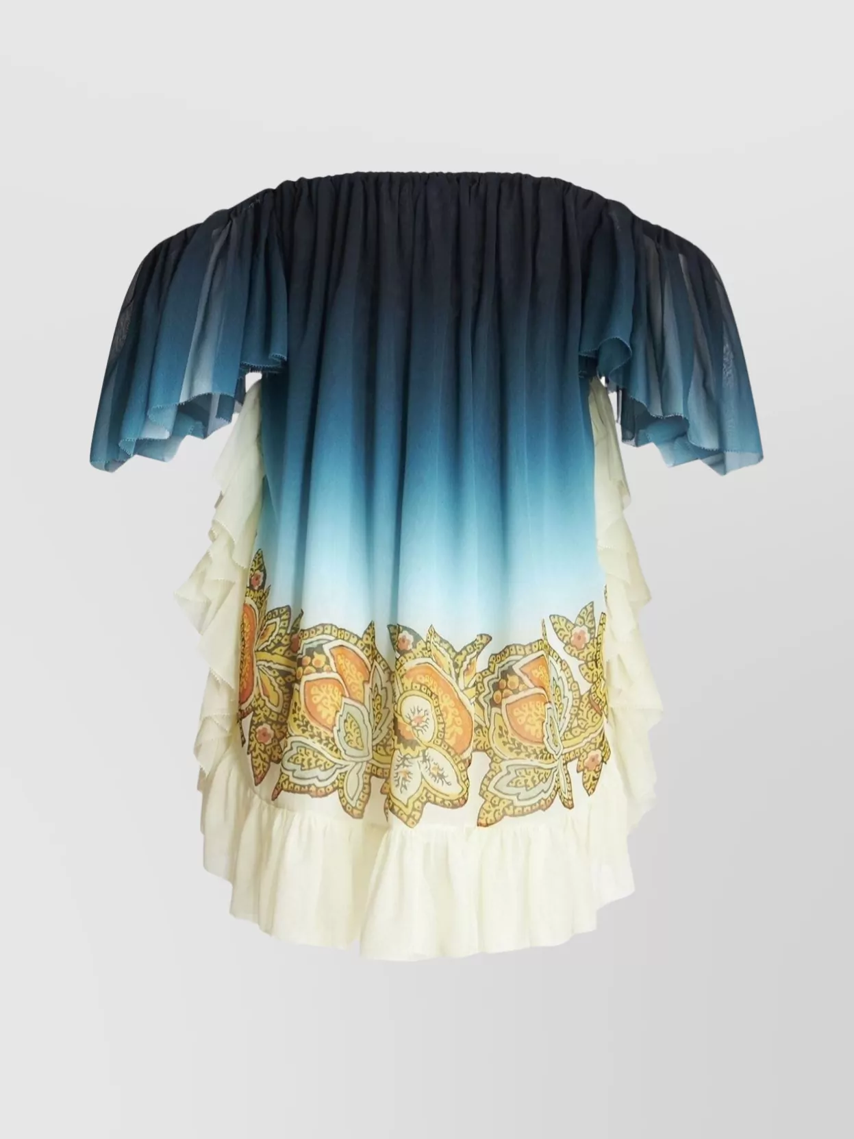 Shop Etro Off-shoulder Layered Ruffle Dress In Blue