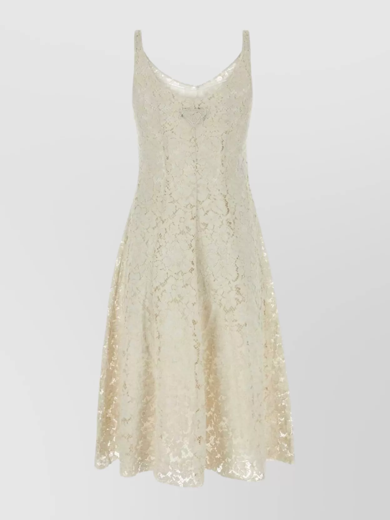 Shop Prada Lace Overlay A-line Silhouette Midi Dress