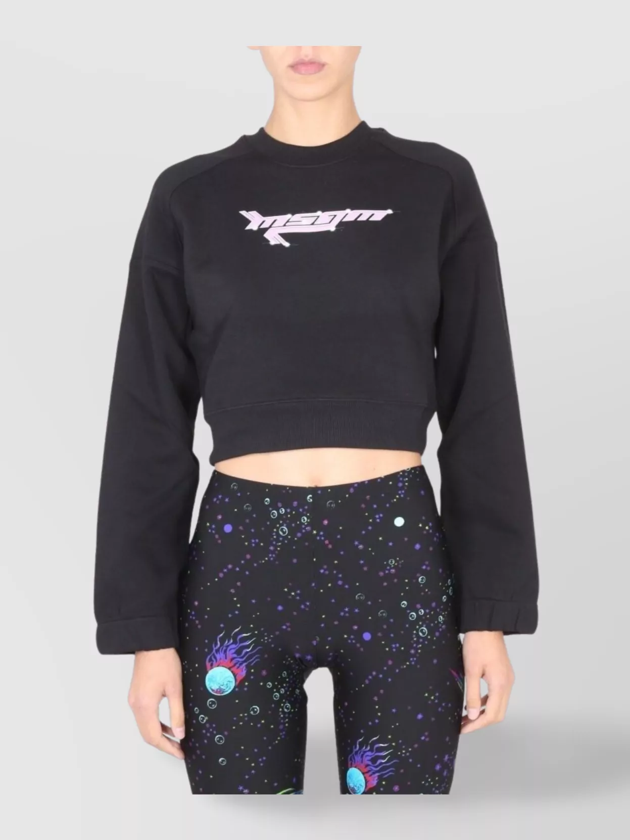 Msgm Logo Print Cross-neck Sweatshirt