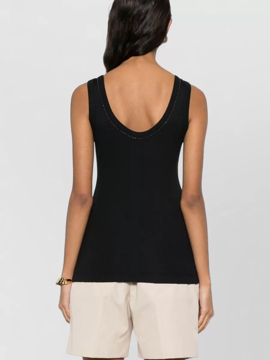 Brunello Cucinelli Sleeveless Top Scoop Neck Ribbed Stitching