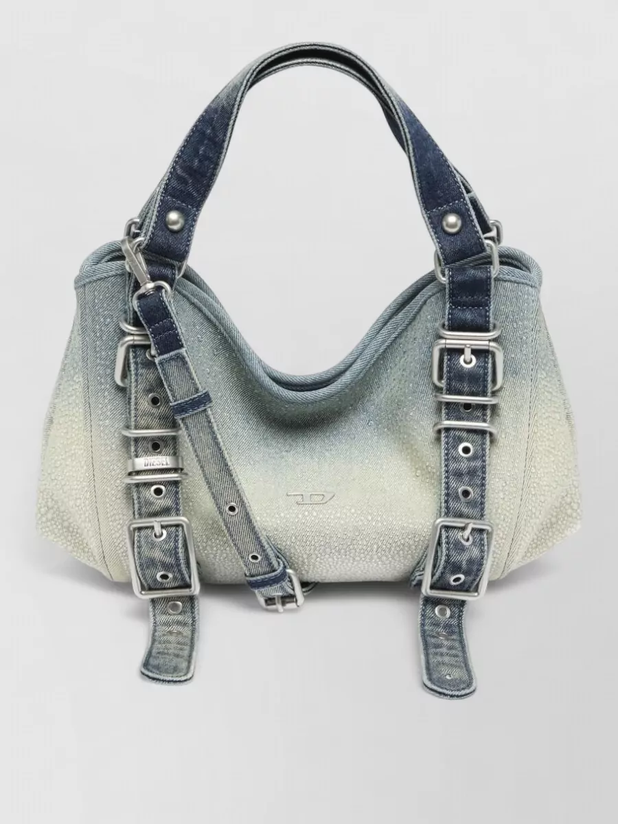 Diesel Small Crystal-Embellished Denim Shoulder Bag