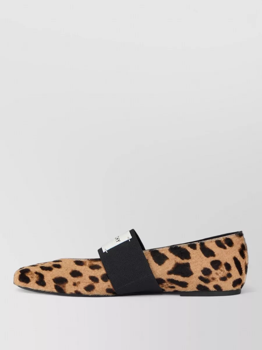 Givenchy leather leopard-print square-toe ballerinas