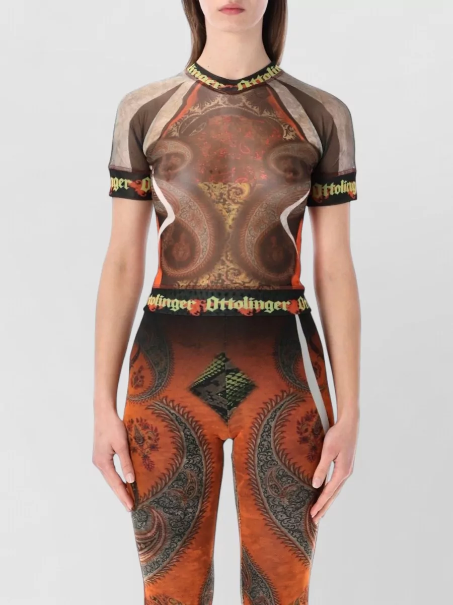 Ottolinger Paisley Mesh Short-Sleeve T-Shirt