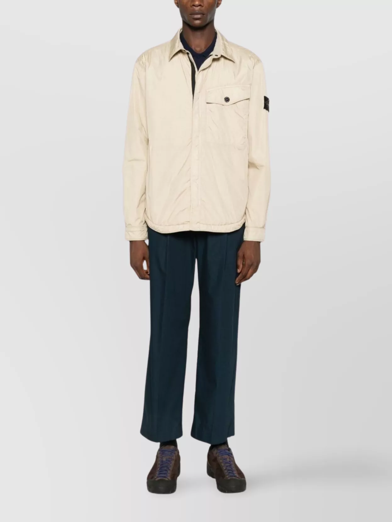 Stone Island Nylon Blouson Jacket With Long Sleeves And Collar