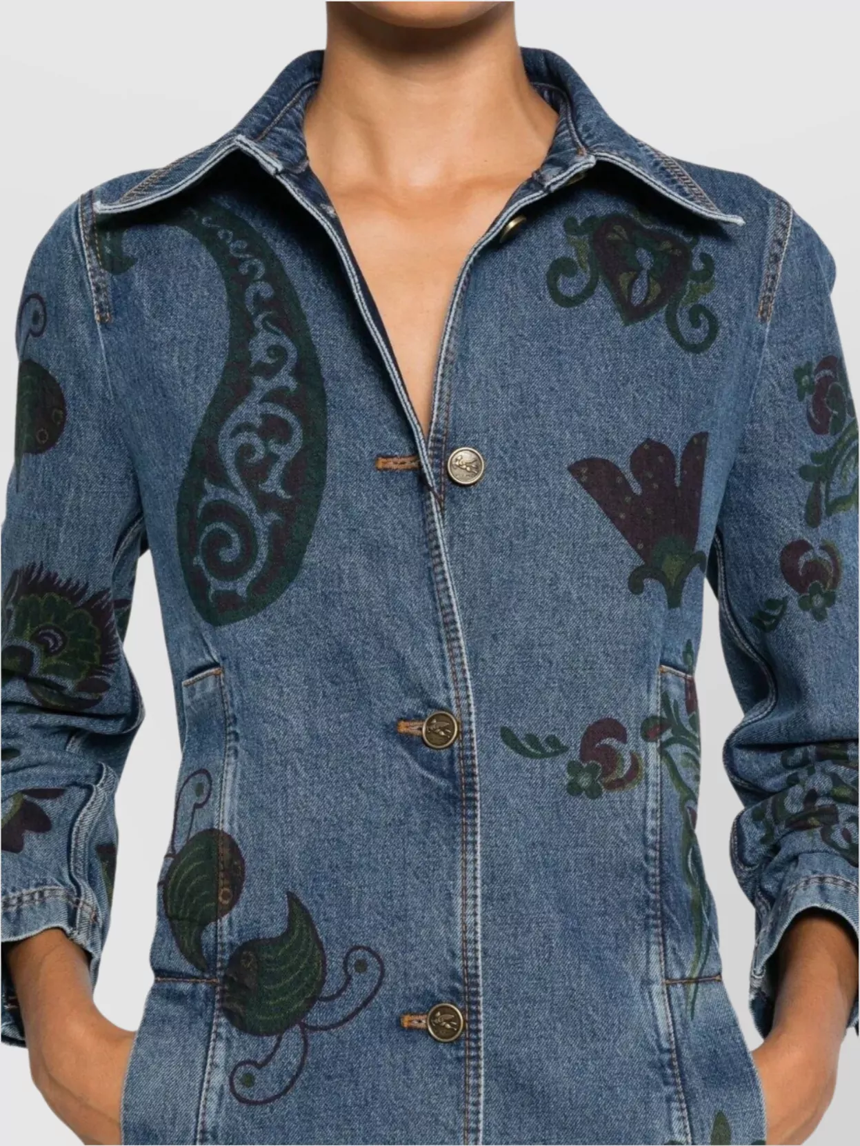 Etro Women Floral Paisley Coat In Blue
