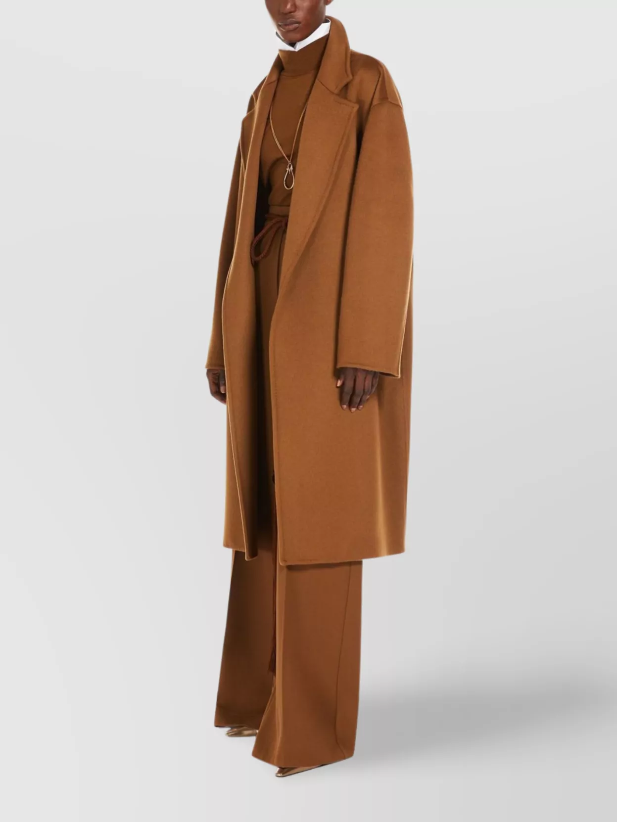 Max Mara Belted Waist Camel Coat With Detachable Belt In Brown