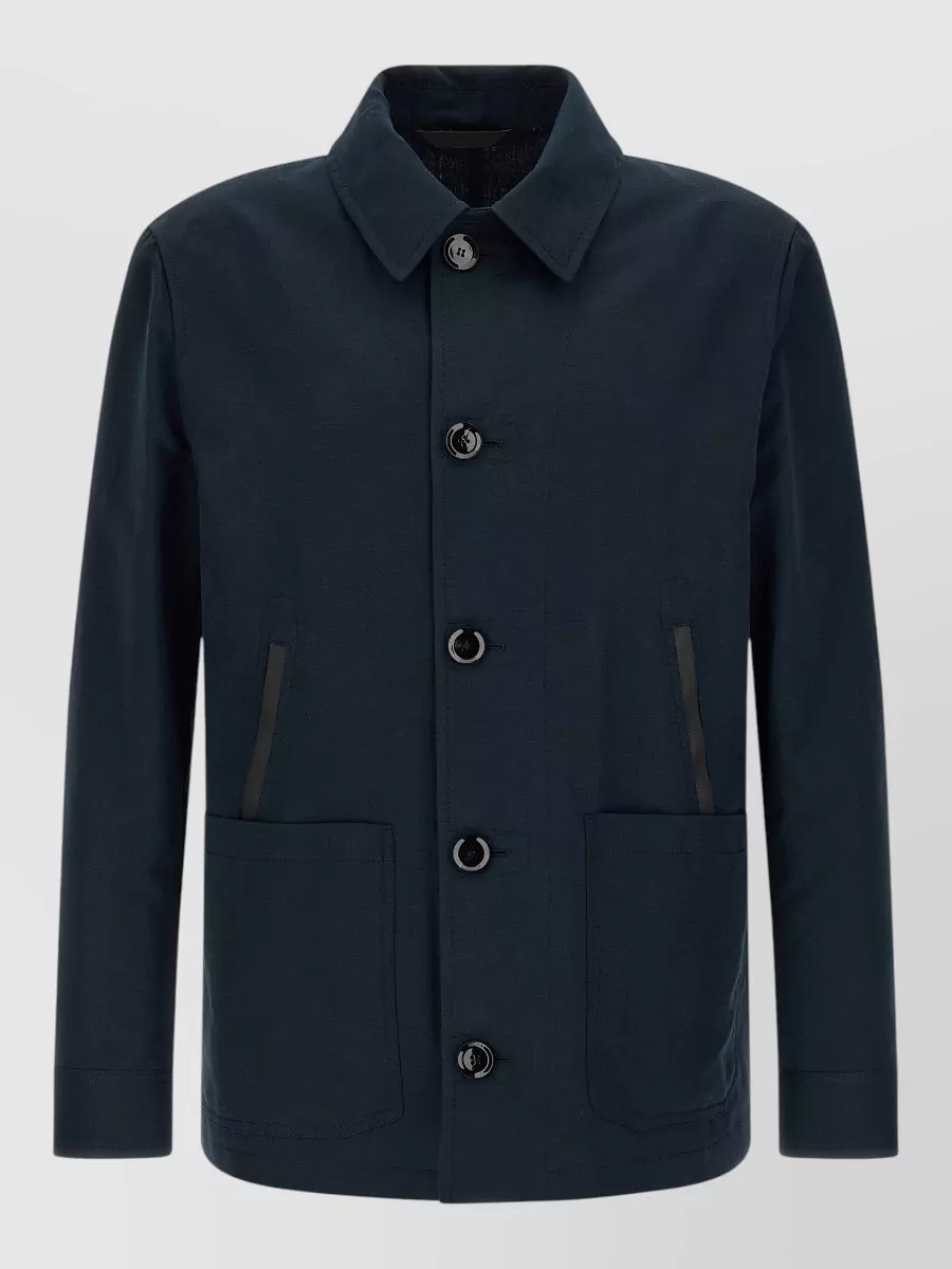 Brioni linen blend shirt collar lightweight jacket