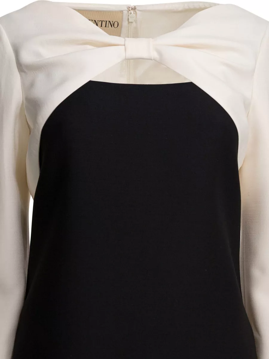 Valentino Crepe Couture Dress Bow Detail Knee Length