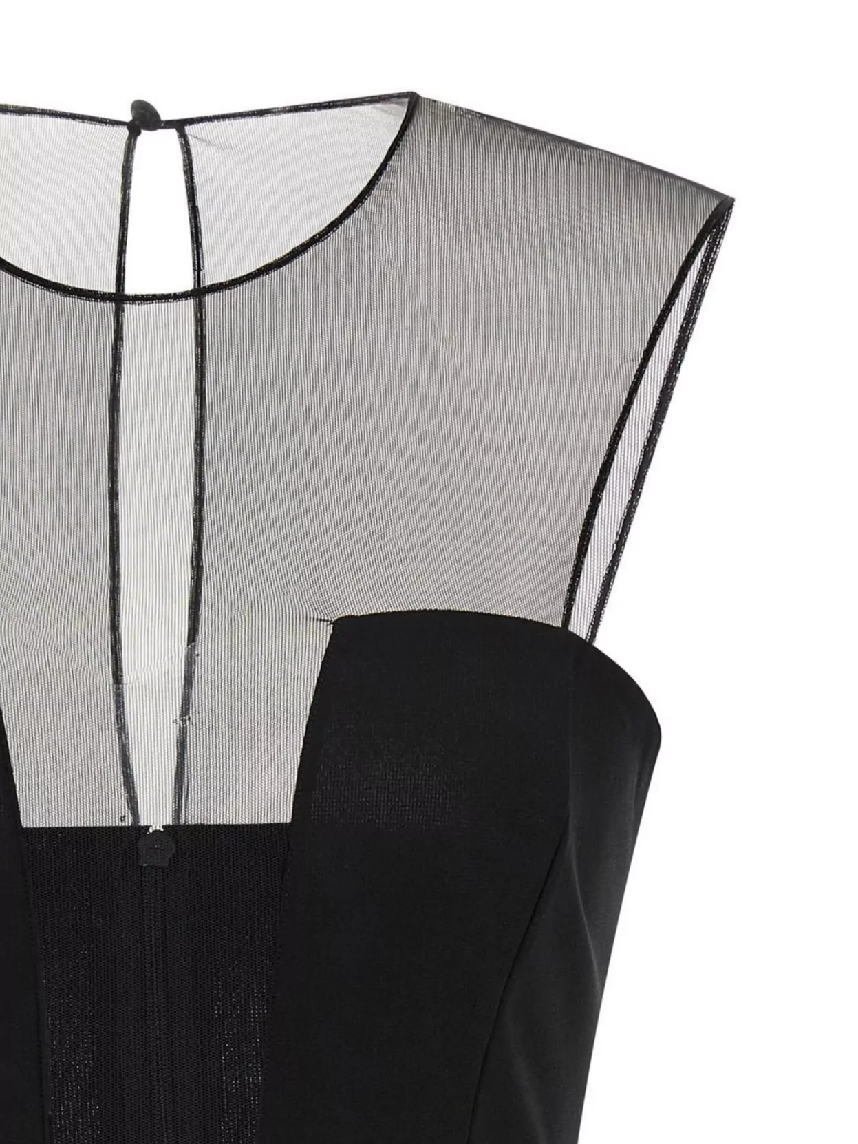 Nensi Dojaka Mesh Panel Sleeveless Fitted Silhouette Dress