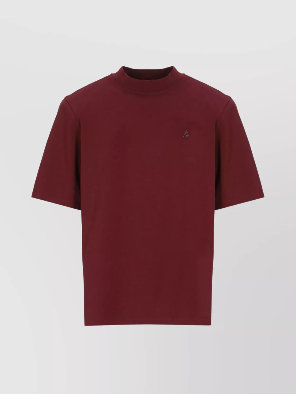 Attico Crewneck Mock Neck Logo Embroidered Top In Burgundy