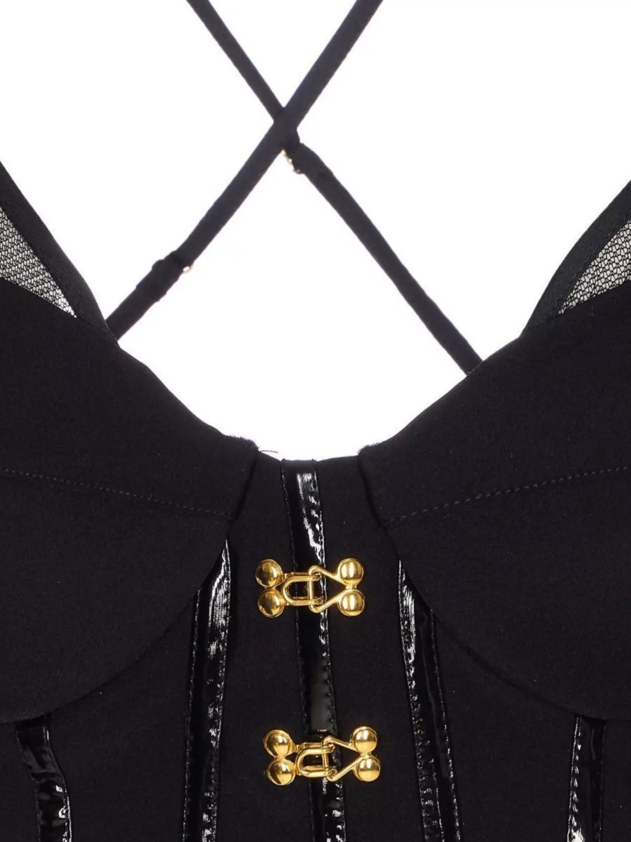 Elisabetta Franchi Sheer Corset Top Spaghetti Straps