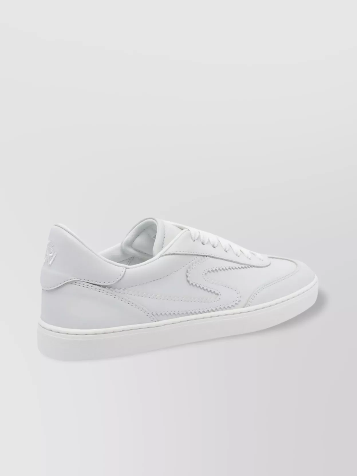 Stuart Weitzman Round Toe Leather Sneakers With Perforated Upper