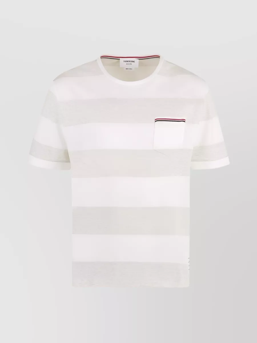 Shop Thom Browne Rwb Striped Pocket T-shirt In White