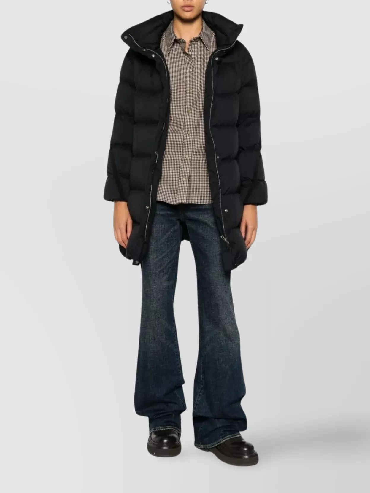 Herno Long Padded High Neck Quilted Jacket In Black