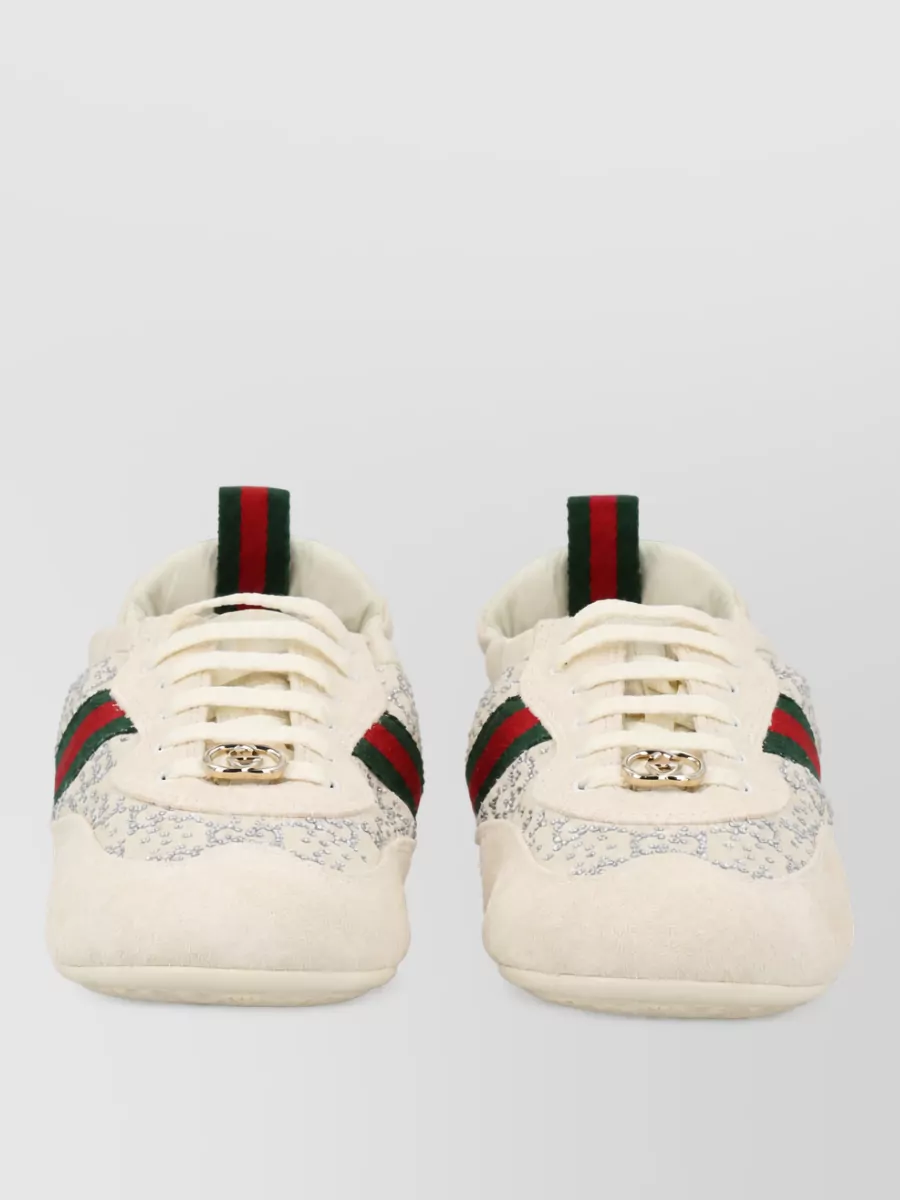 Gucci Stripe Detail Suede Lace Up Sneaker