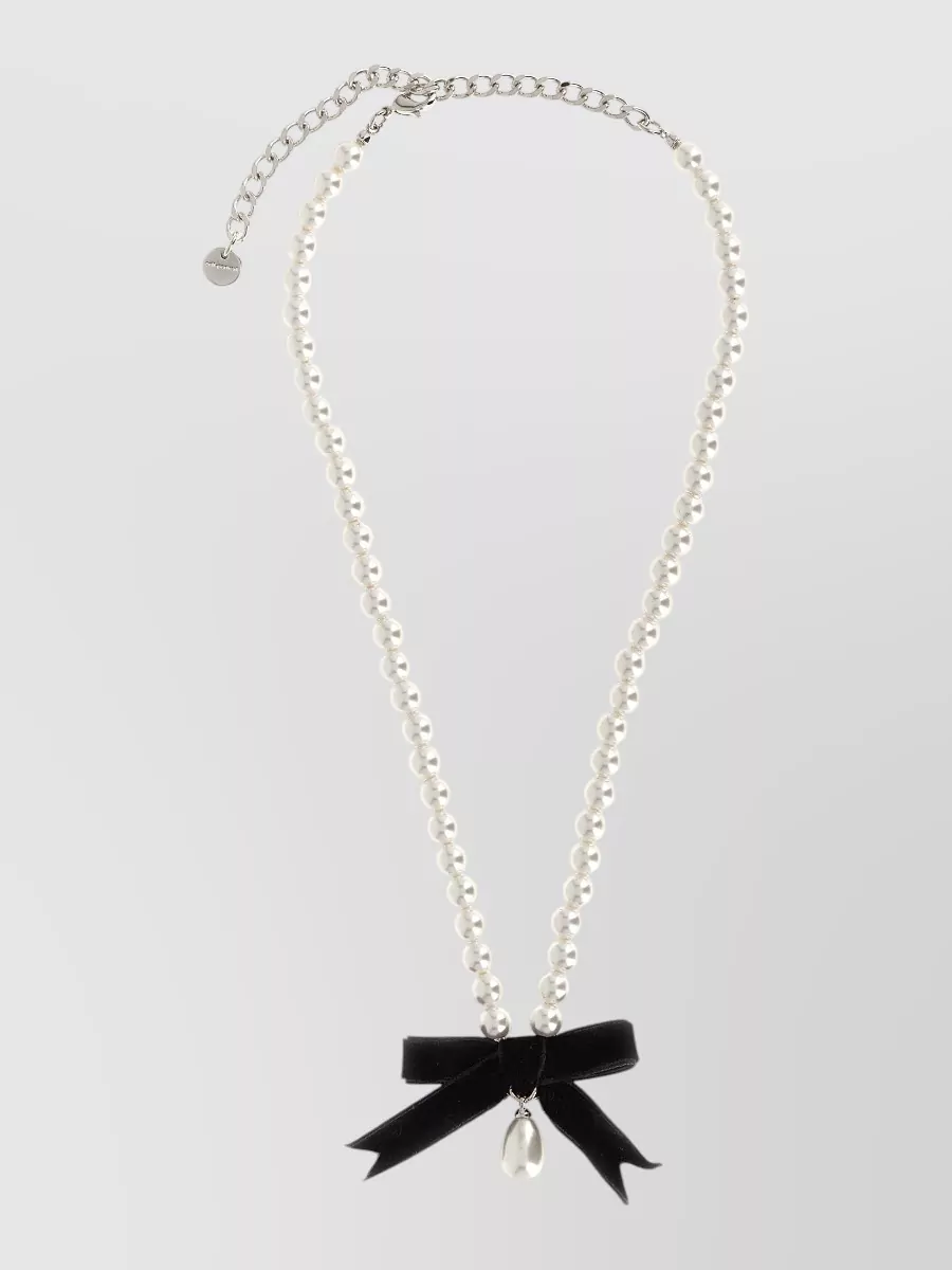 Self-Portrait pearl bow necklace